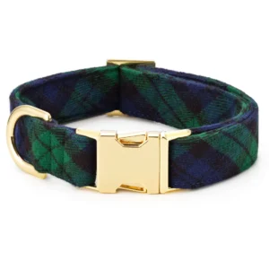 Black Watch Plaid Flannel Dog Collar
