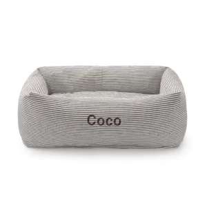 Charcoal Stripe Bolster Dog Bed