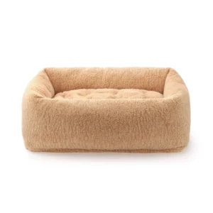 Latte Recycled Sherpa Bolster Dog Bed