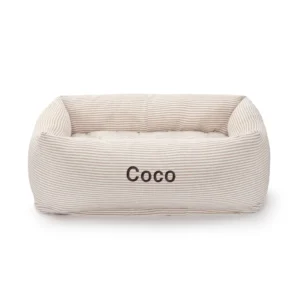 Mushroom Brown Stripe Bolster Dog Bed