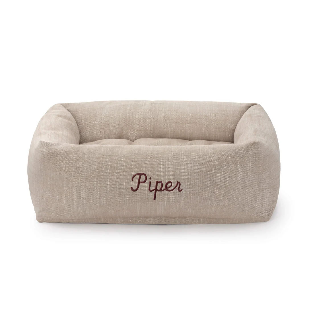 Bolster-Bed_Mushroom-Brown_Front-Embroidered