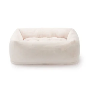 Natural Recycled Faux Fur Bolster Dog Bed