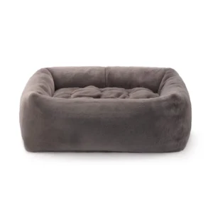 Smoky Gray Recycled Faux Fur Bolster Dog Bed
