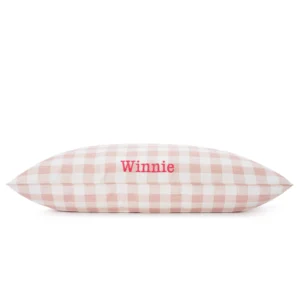 Blush Pink Gingham Check Dog Bed